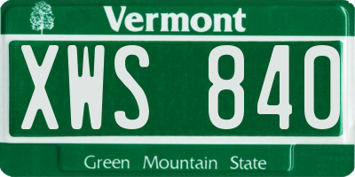 VT license plate XWS840