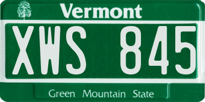 VT license plate XWS845