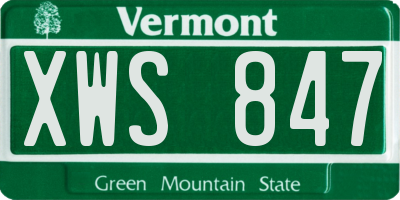 VT license plate XWS847