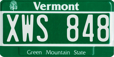VT license plate XWS848
