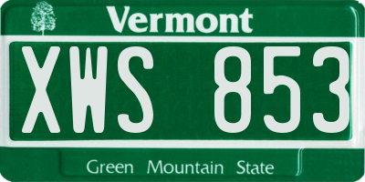 VT license plate XWS853