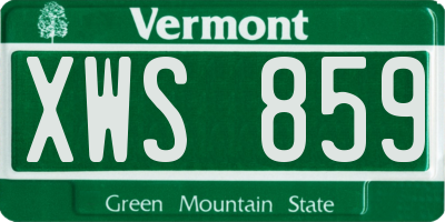 VT license plate XWS859