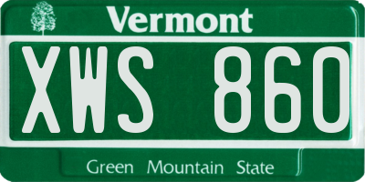 VT license plate XWS860