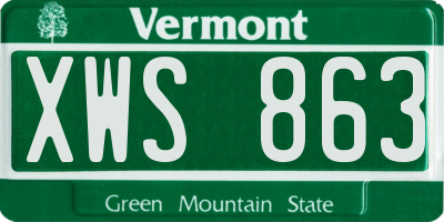 VT license plate XWS863