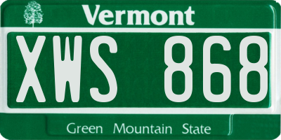 VT license plate XWS868