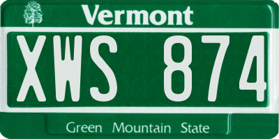 VT license plate XWS874
