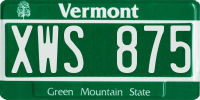 VT license plate XWS875