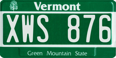 VT license plate XWS876