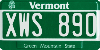 VT license plate XWS890