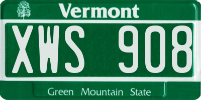 VT license plate XWS908