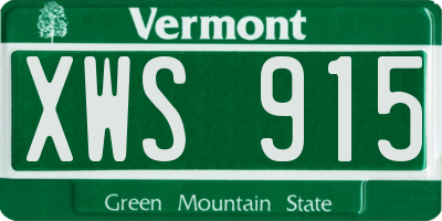 VT license plate XWS915