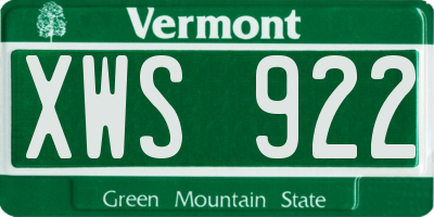 VT license plate XWS922