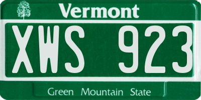 VT license plate XWS923