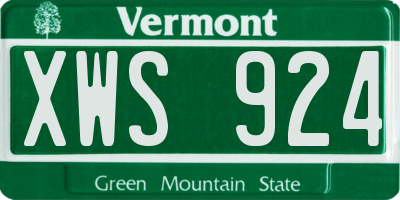 VT license plate XWS924