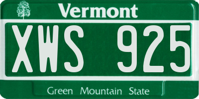 VT license plate XWS925