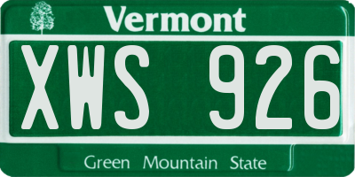 VT license plate XWS926