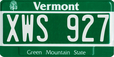 VT license plate XWS927