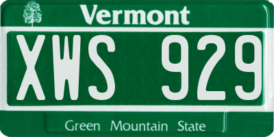 VT license plate XWS929