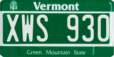 VT license plate XWS930