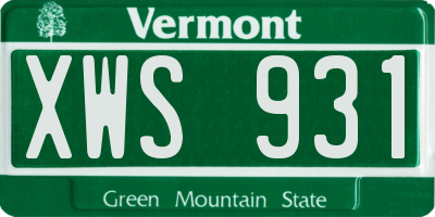 VT license plate XWS931