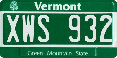 VT license plate XWS932