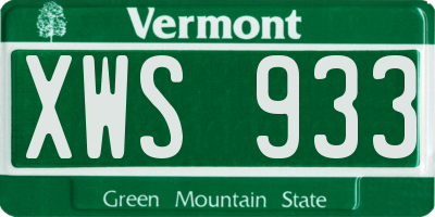VT license plate XWS933