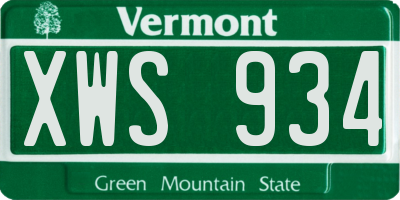 VT license plate XWS934