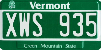 VT license plate XWS935