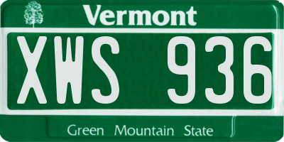 VT license plate XWS936
