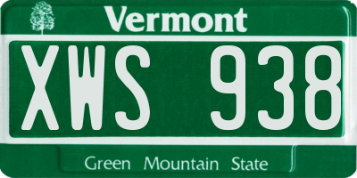 VT license plate XWS938