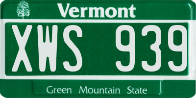 VT license plate XWS939
