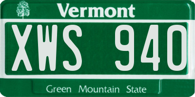 VT license plate XWS940