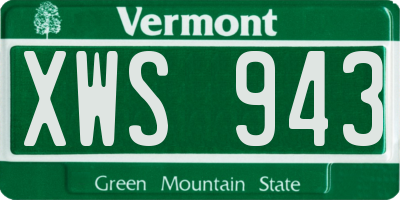 VT license plate XWS943