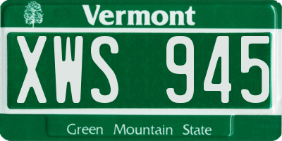 VT license plate XWS945