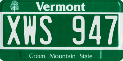 VT license plate XWS947
