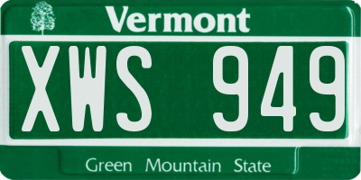 VT license plate XWS949
