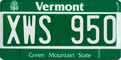 VT license plate XWS950