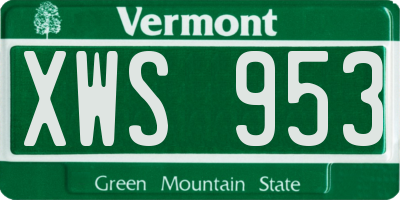 VT license plate XWS953