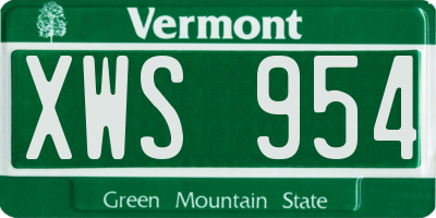 VT license plate XWS954