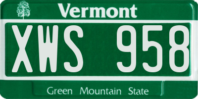VT license plate XWS958