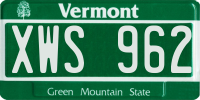 VT license plate XWS962