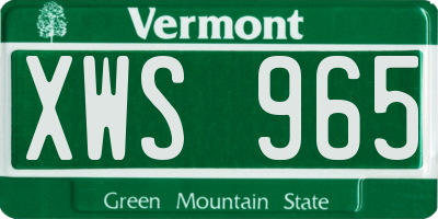 VT license plate XWS965