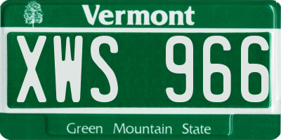 VT license plate XWS966