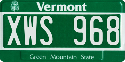 VT license plate XWS968