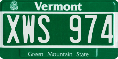 VT license plate XWS974