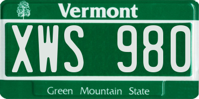 VT license plate XWS980