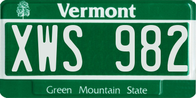 VT license plate XWS982