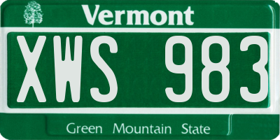 VT license plate XWS983