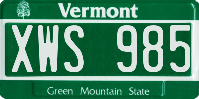 VT license plate XWS985