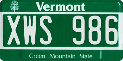 VT license plate XWS986